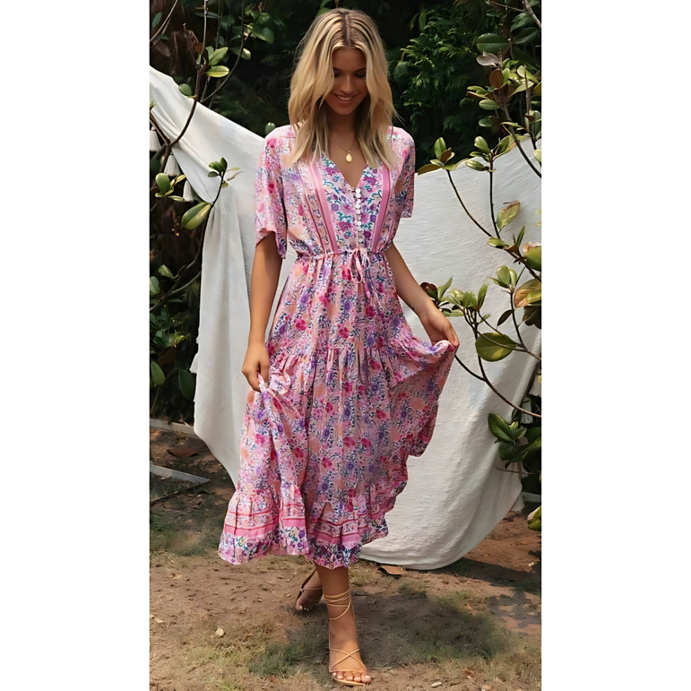 Wera – Letnia sukienka boho w kwiaty