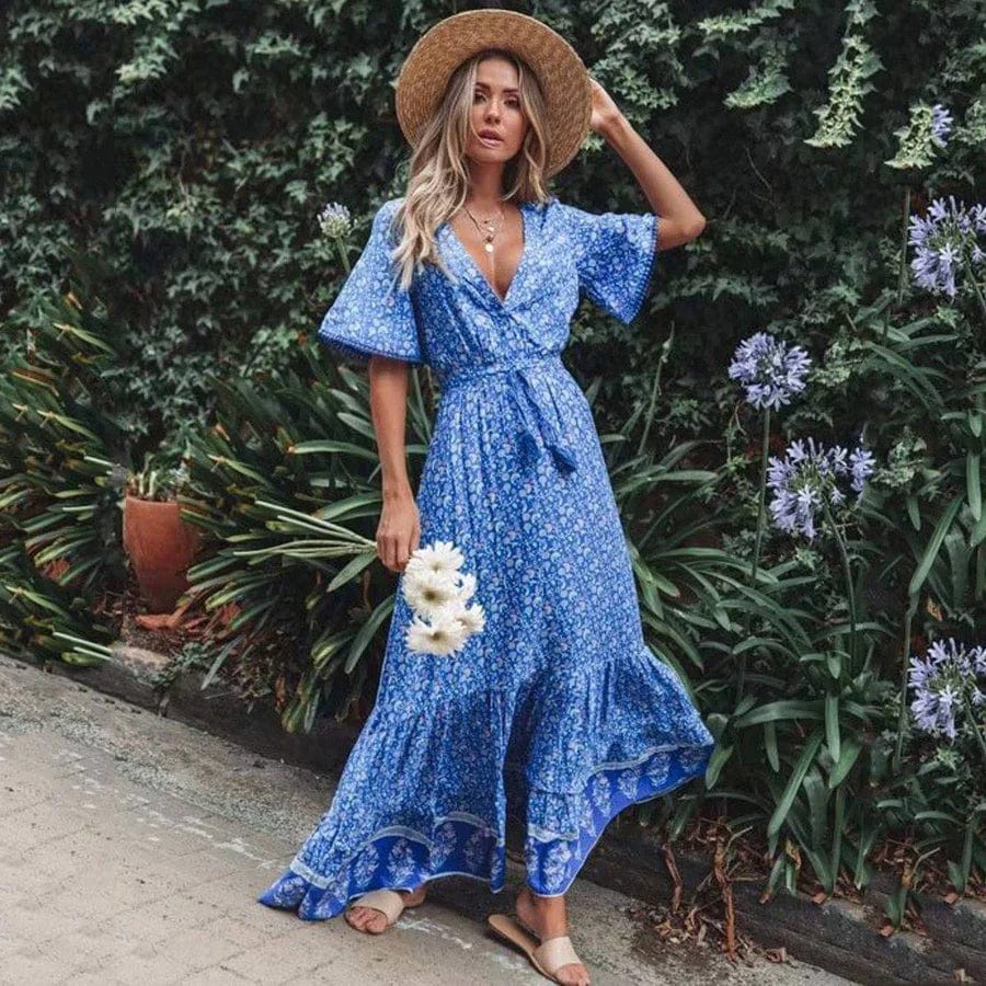 Ewelina – Letnia Sukienka Maxi z Paskiem