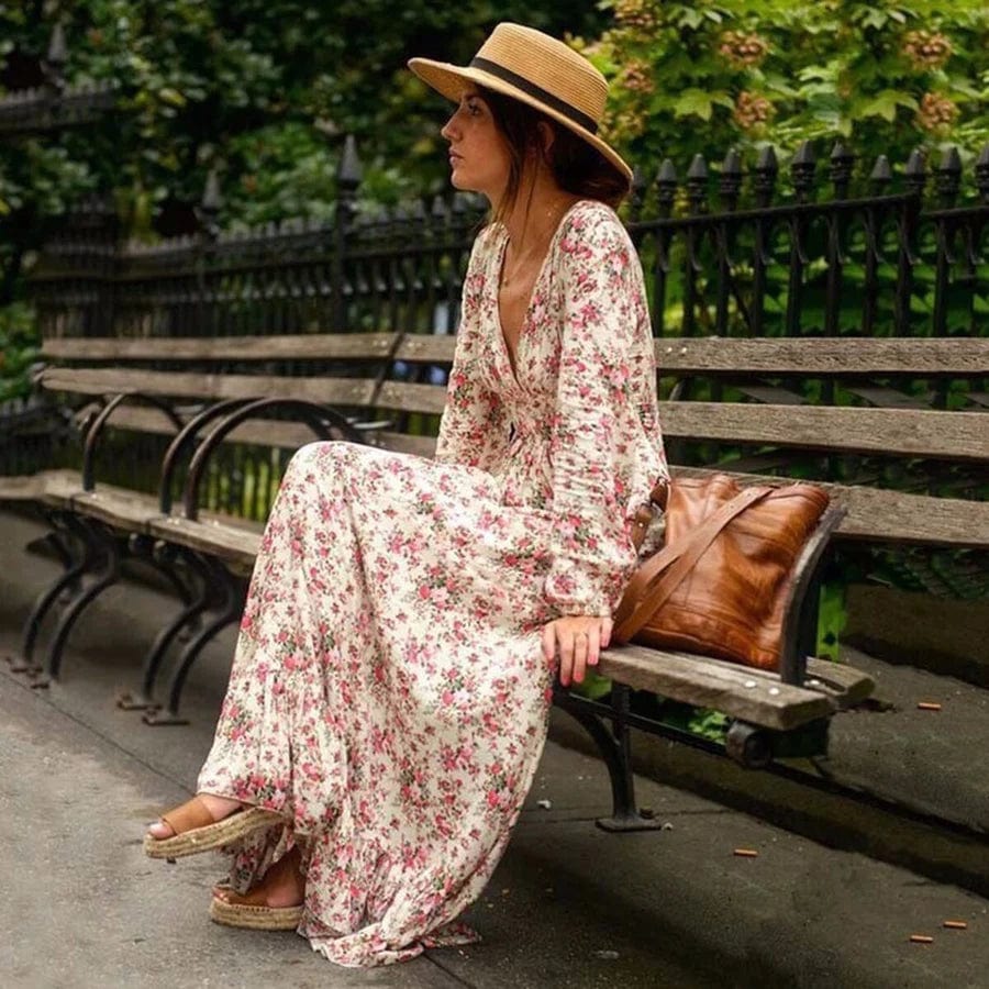 Nadia – Letnia sukienka maxi w kwiaty